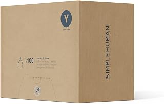 simplehuman Code Y 100 Count Custom Fit Liners, Heavy-Duty Commercial Drawstring Trash Bags, One-by-One Mess-Free Dispense, Extra Thick & Double Seamed, 50% PCR Plastic, 115 Liter / 30 Gallon, White