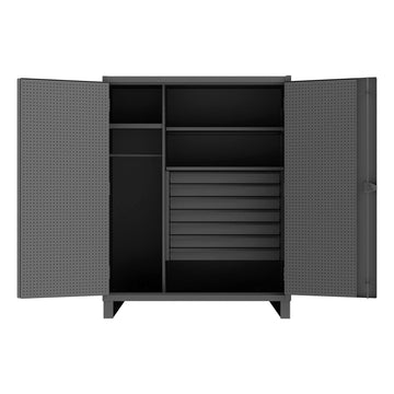 Cabinet, 7 drawer, hanger bar, pegboards by Durham – Alloy Steel, Grey, Model HDWCP246078-7M95