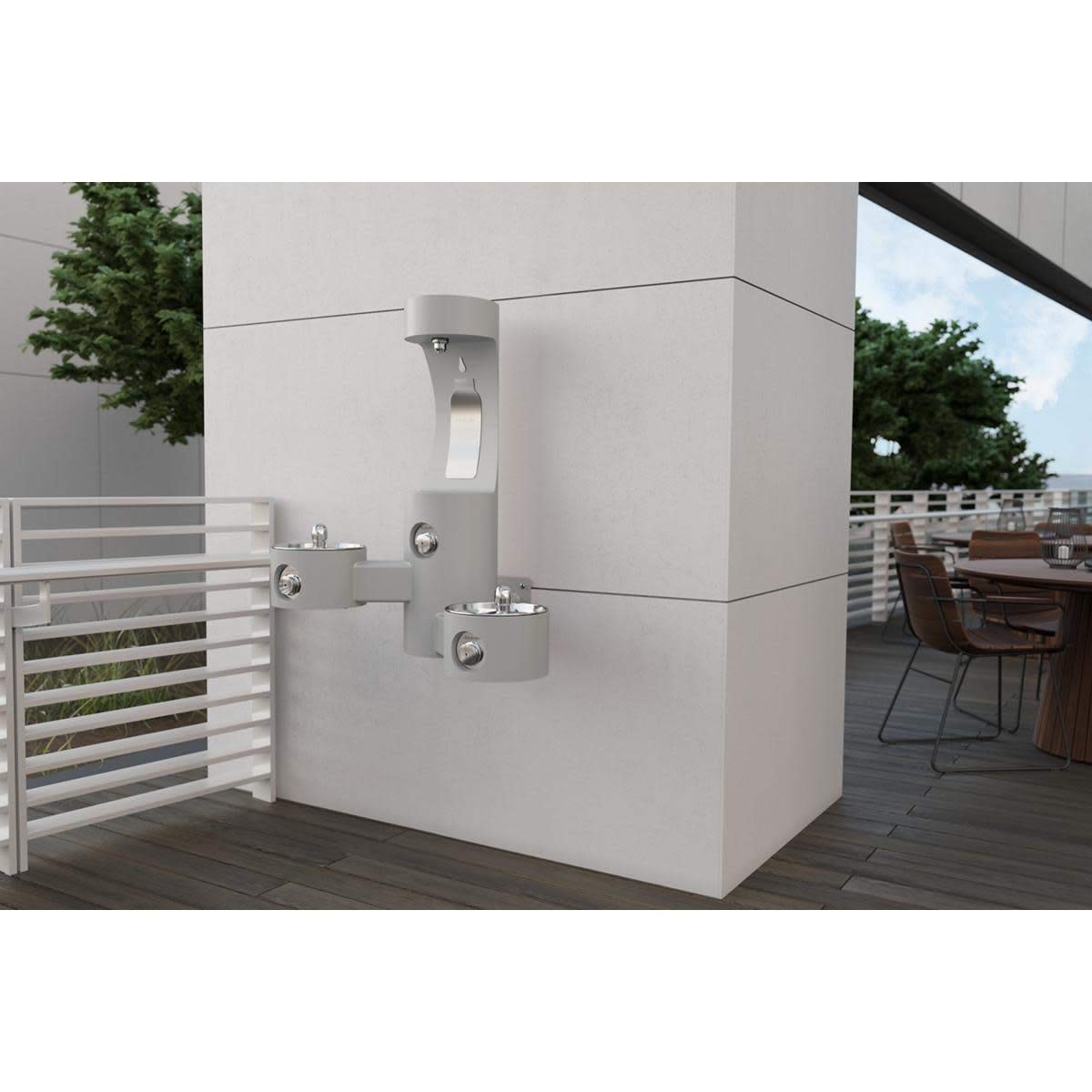 Outdoor Lk4409 Wall Mount Bi-Level Fountain & Bottle Filler Blue by Elkay – Stainless Steel, Blue, Model LK4409BFBLU