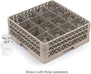 Vollrath TR8DDDD Beige 16-Compartment Glass Rack with 4 Extenders