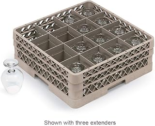 Vollrath TR8DDDD Beige 16-Compartment Glass Rack with 4 Extenders