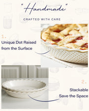 Getstar Ceramic Pie Pan Set, 9 Inch Deep Dish, Embossed Stripes and Dots