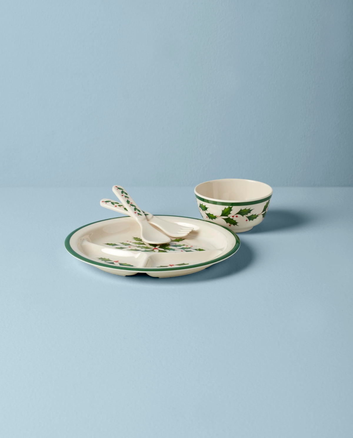 Holiday Children's Melamine 4-Piece Christmas Dinnerware Set for by Lenox – 1.60 LB, Melamine, Red & Green, Model 885787