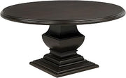 Furnifact Rubberwood Veneer Round Dining Table with Pedestal Base, Wood Dining Table for 6, Dark Cocoa