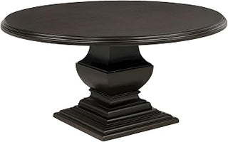 Furnifact Rubberwood Veneer Round Dining Table with Pedestal Base, Wood Dining Table for 6, Dark Cocoa