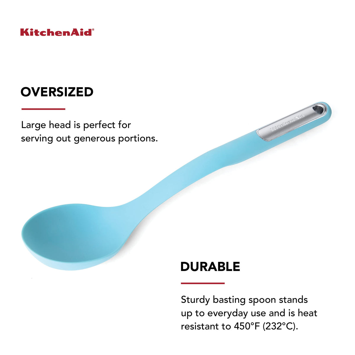 Silicone Basting Spoon by KitchenAid – One Size, Silicone, Aqua Sky (Silicone), Model KL003OHAQA