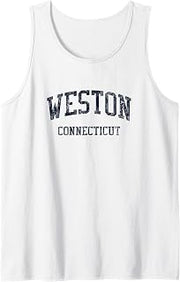 Weston CT JN5 Vintage Athletic Blue Design Tank Top
