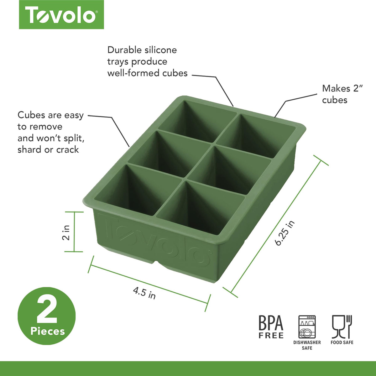 Tray Ice Cube King Pesto by Tovolo – 1 Count, Silicone, Pesto, Model 22016-500