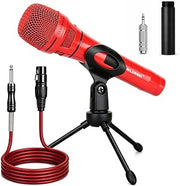 YS-36D Dynamic Microphone - Premium Vocal Microphone, cardioid directional wired microphone, with 14 foot XLR to 1/4 inch audio cable, desktop tripod, extension rod, microphone storage bag (Red)