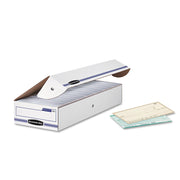 Stor/File - Check - TAA Compliant by Bankers Box – 25 x 9.25 x 4.13 inches, Paper, White/Blue, Pack of 12, Model FEL00706