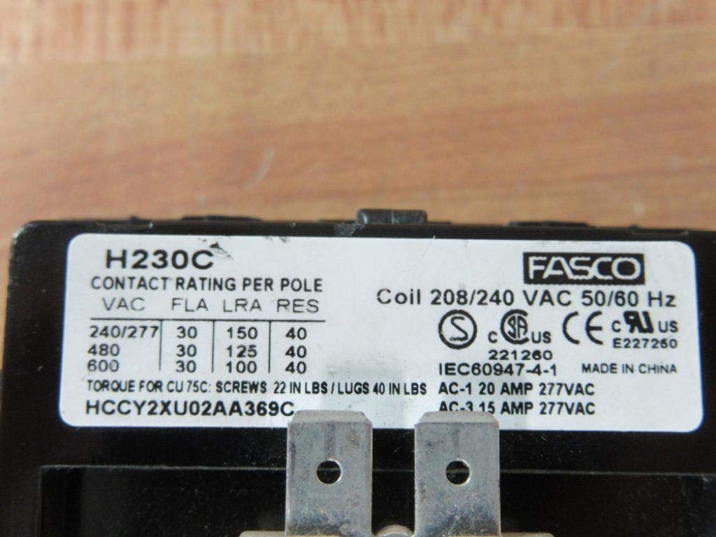 2 Pole 30 Amp 240 Coil Votage Contactor - H230C by Fasco – Multicolor
