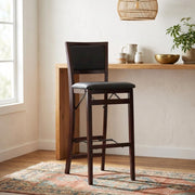 Brown Triena 30-in Pad Back Folding Bar Stool by Furnifact – Plywood, Rubberwood, Pvc, Ca Foam, Rubberwood,MDF, Brown