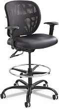 Safco Vue Office Chair, Heavy Duty Stool, 350 lbs Capacity, Ergonomic Mesh Back, 360 Swivel Seat, 5-Star Base, Black