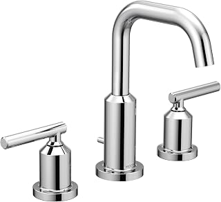 Moen Gibson Chrome Two-Handle 8-Inch Widespread High Arc Modern Bathroom Sink Faucet, Valve Required, T6142