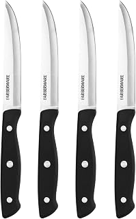Farberware Stamped Triple Rivet Steak Knife Set - Black, Set of 4