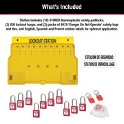 Lockout Tagout Padlock Station by Master Lock – Includes 4 Zenex Padlocks, Plastic, Yellow, Model 1483BP410
