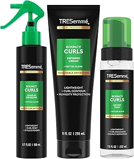 TRESemmé Bouncy Curls Hair Styling Products for Curly Hair – Air Dry Foam, Defining Curl Cream + Leave-In Refresher Spray, Hydrating Frizz Control