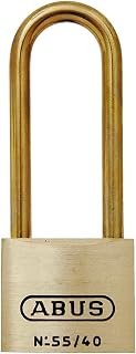 ABUS 55MB/40HB63 Brass Lock with 2 Keys for Outdoor, Storage, Gate | 1.5in (38mm) Wide, Long Shackle, Keyed Different