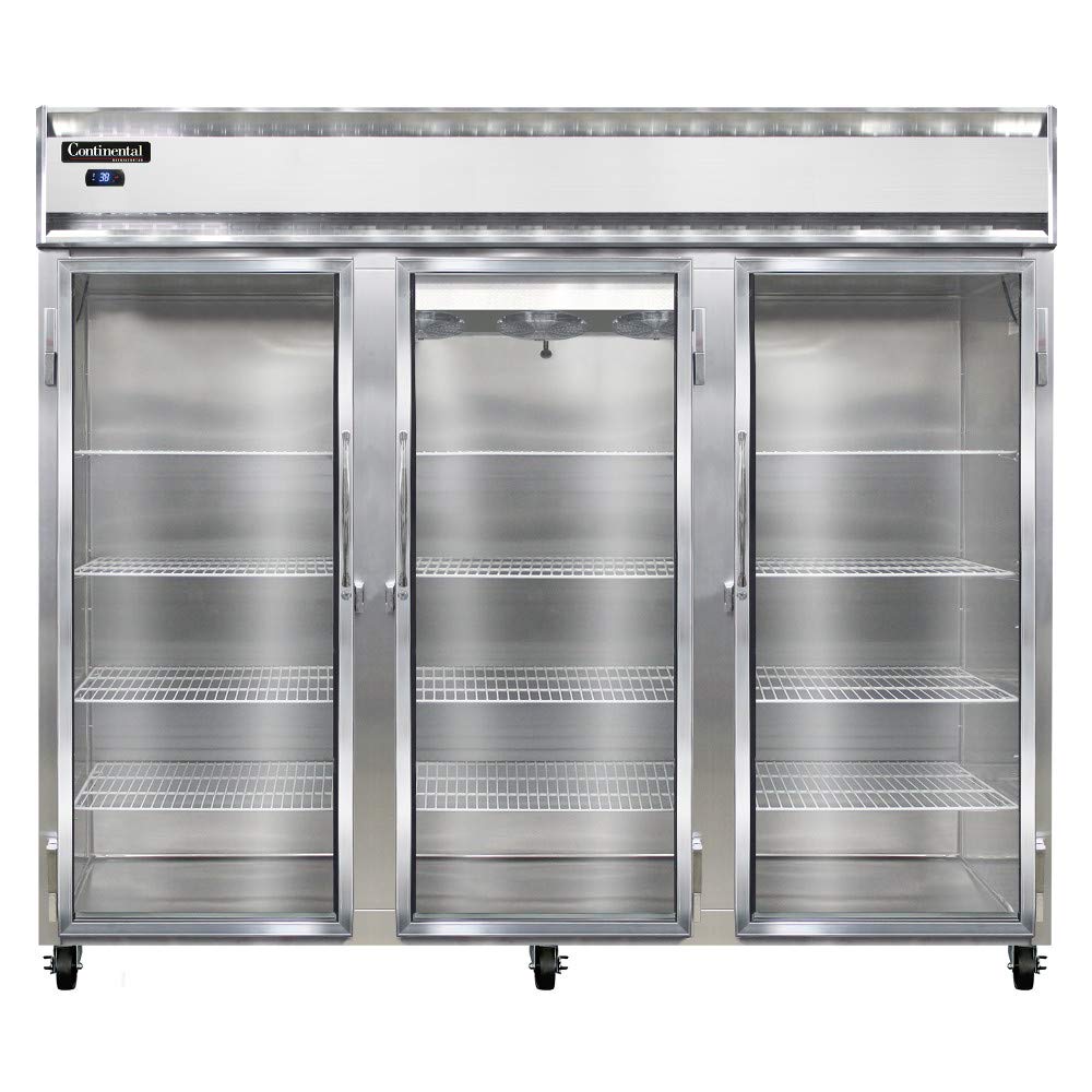 3RE-SS-GD Extra-Wide Three Section Reach In Glass Door Refrigerator by Continental Refrigerator – Commercial Grade