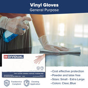INDIVIDUAL Clear Vinyl Gloves – Large, 3 Mil, Powder Free and Latex Free | 1,000/Case