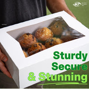 Southern Champion Tray 24263 Paperboard White Window Bakery Box – 14" Length x 10" Width x 4" Height (Case of 100)