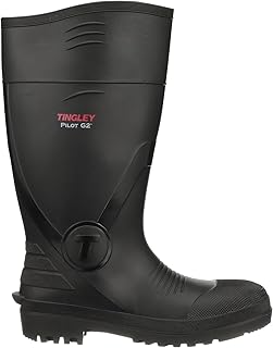 TINGLEY mens Rubber Workboot Rain Boot, Black, 12 US | Injection molded construction for 100% waterproof protection, 15-inch height
