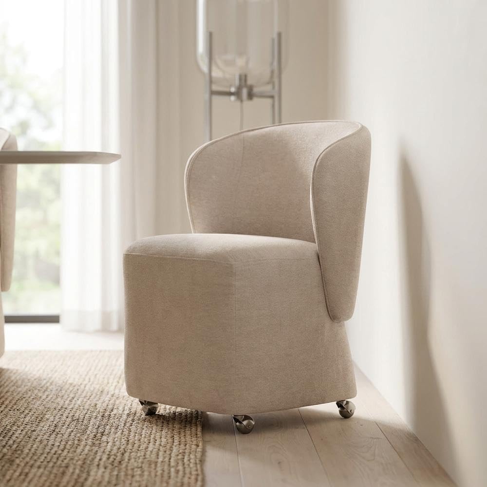 Solid Wood Upholstered Dining Chair with Castors by Starlight Canyon Home – Solid Hardwood,Plywood, Brown