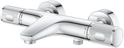 GROHE Precision Feel | Exposed Thermostatic Bath Mixer Valve | Cool Touch | Wall Mounted | Safety Button at 38°C | Knurl Grip | Diverter: Bath/Shower | Less Water & Perfect Flow | Chrome | 34788000