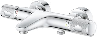 GROHE Precision Feel | Exposed Thermostatic Bath Mixer Valve | Cool Touch | Wall Mounted | Safety Button at 38°C | Knurl Grip | Diverter: Bath/Shower | Less Water & Perfect Flow | Chrome | 34788000