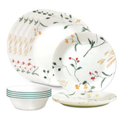 Vitrelle Signature Wildflower Scatter 12-Piece Dinnerware Set by Corelle – 12 piece, Vitrelle glass, Pack of 12, Model 1150476