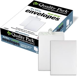 Quality Park 9 x 12 Catalog Envelopes, 100 Pack, Document Envelopes with Self Seal Closure, Heavyweight 28 lb Paper, Self Sealing Envelope for Mailing, Filing and Organizing, White