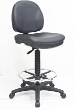 Lorell Millenia Series Adjustable Task Stool with Back, Vinyl Seat, Black, 360-Degree Swivel, Height Adjustable