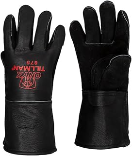 Tillman Medium Black Elkskin CottonFoam Lined Welders Gloves with Top Grain Elkskin Cuff and Kevlar Thread Locking Stitch (875M)