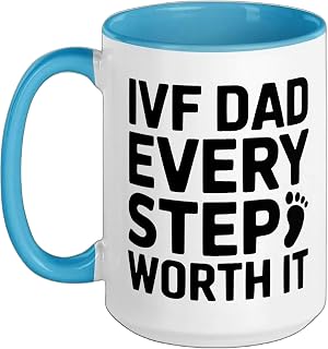 IVF In Vitro Fertilization Transfer Day Fertility IVF Dad Ceramic Mug, Blue/White, 15oz