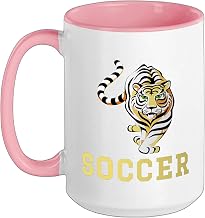 Bloomfield High School Bengals Soccer Ceramic Mug, Pink/White, 15oz