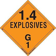 Labelmaster PSR75 Explosive Class 1.4 G Hazmat Placard, Removable Vinyl (Pack of 25)