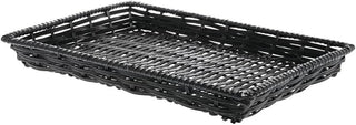 HUBERT Wicker Storage Basket Black Plastic - 13" L x 18" W x 2" H