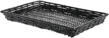 HUBERT Wicker Storage Basket Black Plastic - 13" L x 18" W x 2" H