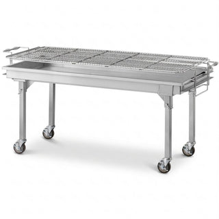 Glownary 60-Inch Heavy-Duty Stainless Steel Charcoal Grill with Adjustable Grates – 1440 Sq In Cooking Surface, Removable Legs, Casters, Weather Cover