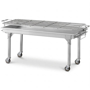 Glownary 60-Inch Heavy-Duty Stainless Steel Charcoal Grill with Adjustable Grates – 1440 Sq In Cooking Surface, Removable Legs, Casters, Weather Cover