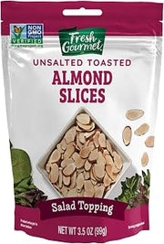Fresh Gourmet Unsalted Toasted Sliced Almonds, 3.5oz Bag (Pack of 9)