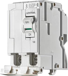 Leviton 100A 2-Pole Plug-On Standard Branch Circuit Breaker, Hydraulic Magnetic, 120/240 VAC, LB200, White