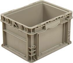 Global Industrial Straight Wall Container Solid, Stackable, Gray, 12" Lx15 Wx9 H