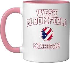 West Bloomfield Michigan (MI) Ceramic Mug, Pink/White