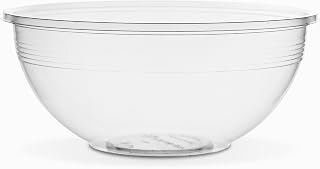 Vegware Compostable Clear PLA Plastic 32oz Wide Large Salad Bowls, Case of 300, Round Cold Food Containers, Renewable Plant-Based, 185-Series Lids Available, Disposable