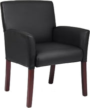 Boss Office Products Box Arm Guest Chair with Mahogany Finish in Black, 250 (B619)