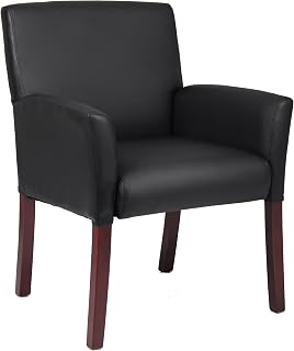 Boss Office Products Box Arm Guest Chair with Mahogany Finish in Black, 250 (B619)