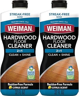 Weiman Hardwood Floor Cleaner for Finished Hardwood, Engineered Flooring, Vinyl & Laminate Surfaces - Streak-Free Shine, No Residue - 32 oz (2 PACK)
