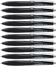 Schneider Haptify Ballpoint Pen M (Medium), Refillable + Retractable, 1.0 mm, Black Ink, Signature Three‑Edge Grip, Box of 10 Pens (135301)