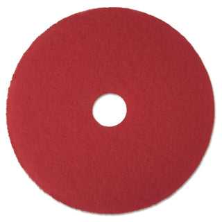 3M 08387 Low-Speed Buffer Floor Pads 5100, 12-Inch Diameter, Red, 5/Carton, Universal, for Cleaning and Working